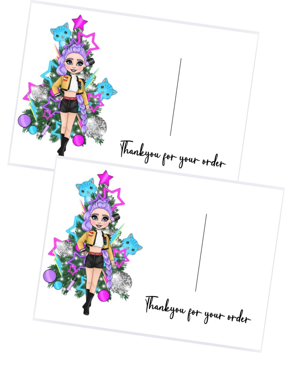 10 x In house printed bow display cards demon girls Rumi