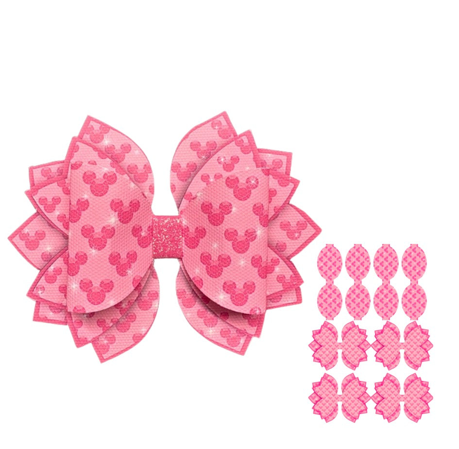 4 x printed in house Leatherette bow loops and Fan Tails 3.5”