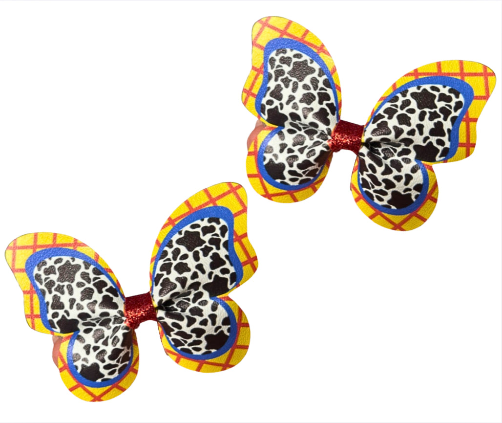 7 x Pre printed Ready to cut Butterfly Pinch bows 3.5” Cowgirl