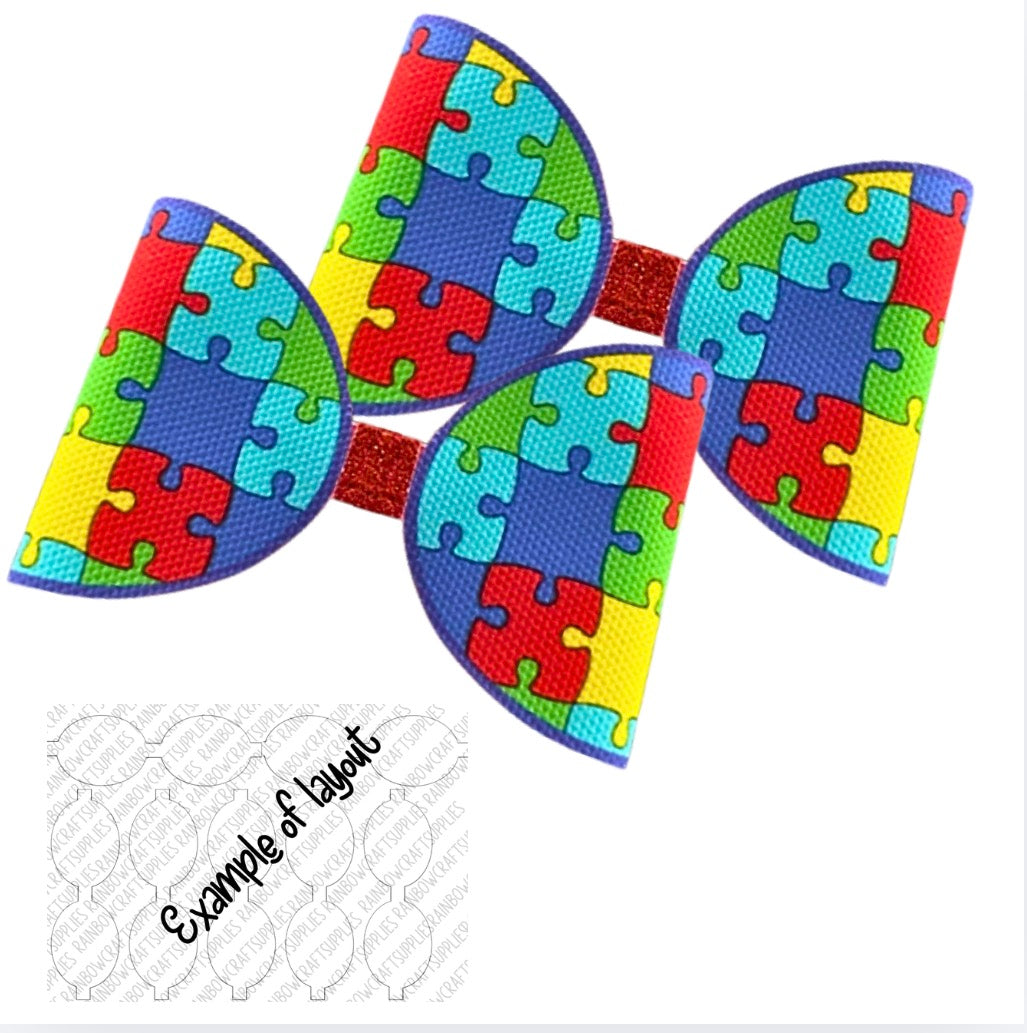 Autism awareness themed pre printed canvas hair bow making sheet a4