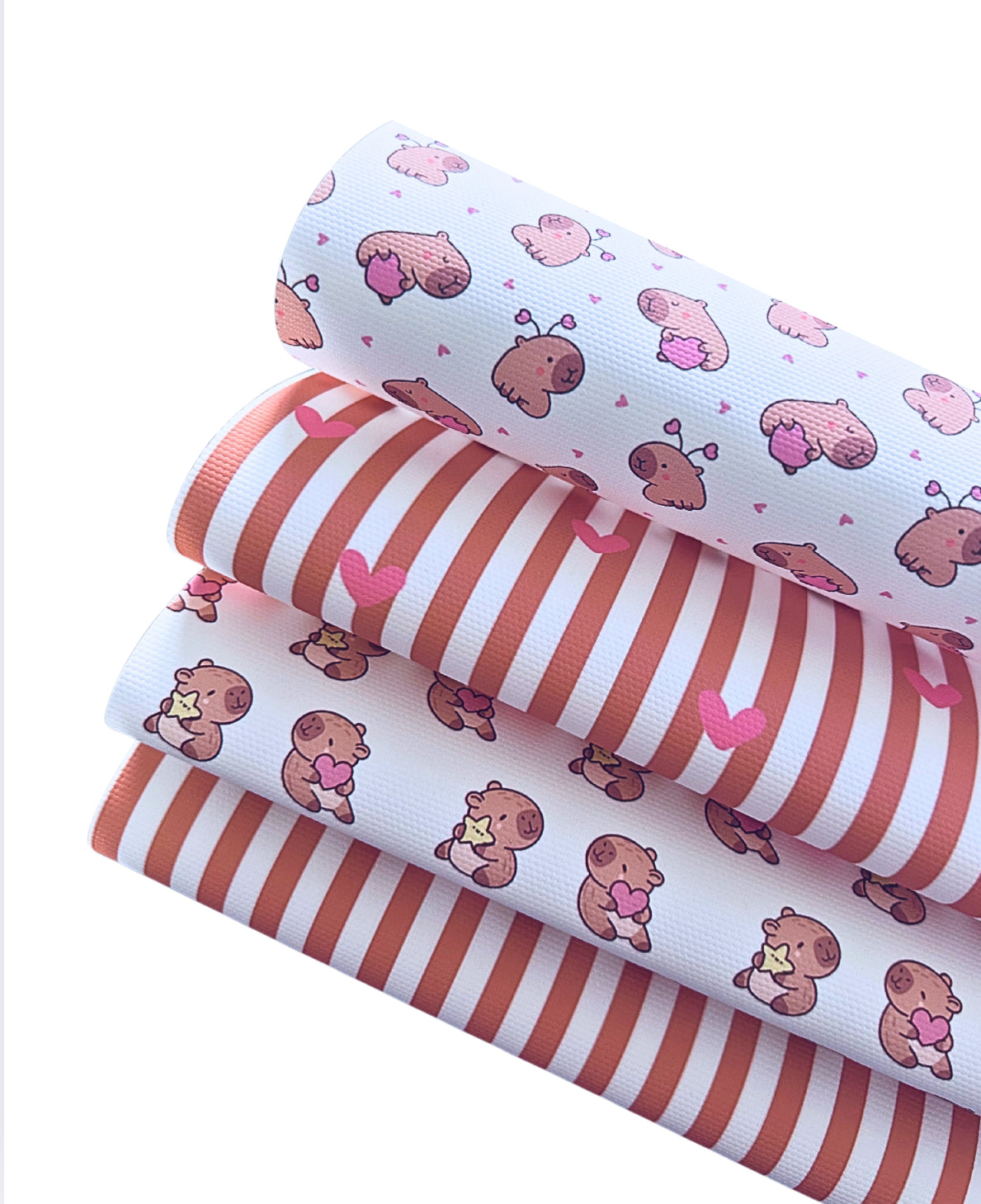 Capybara theme printed canvas fabric A4 set