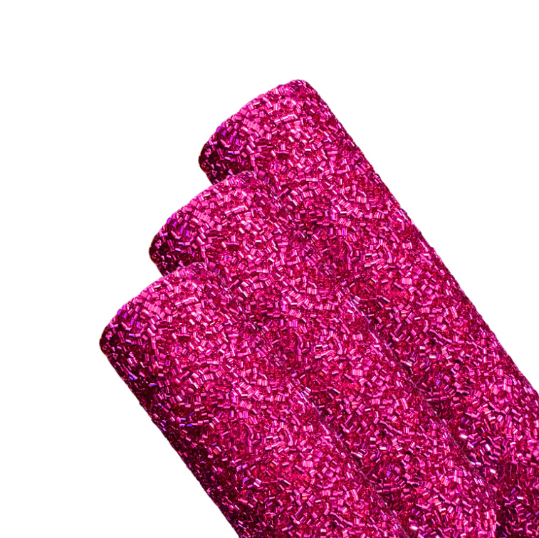 Christmas Cerise tinsel glitter fabric A4