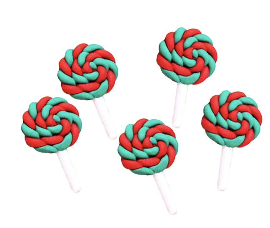 Candy cane clay lollipop flatback embellishments