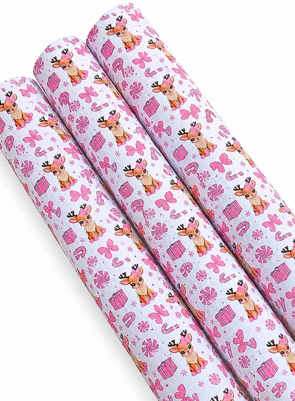 Pink Reindeer leatherette or Canvas Fabric A4