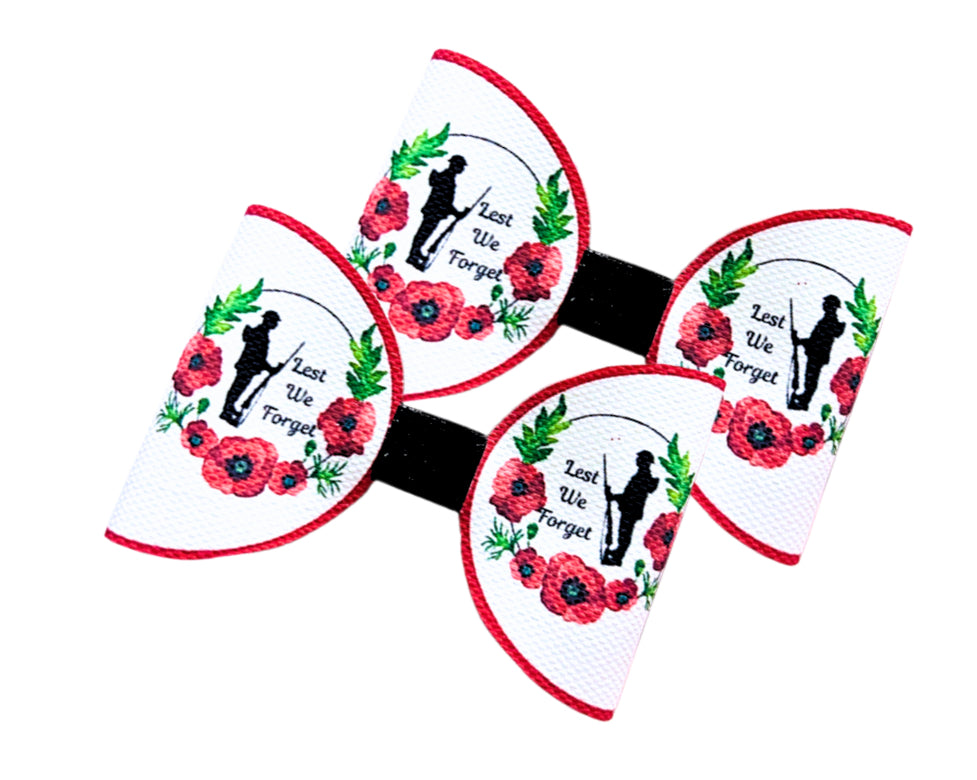 7 x Remembrance day pre printed canvas bow Loops 3.5”