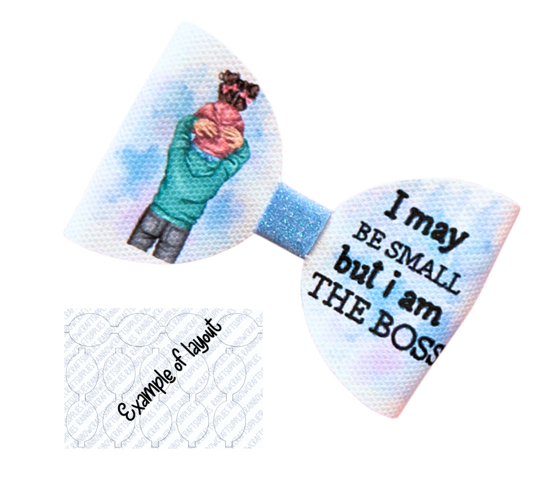 7 x Father’s Day themed pre printed canvas hair bow loops 3.5”