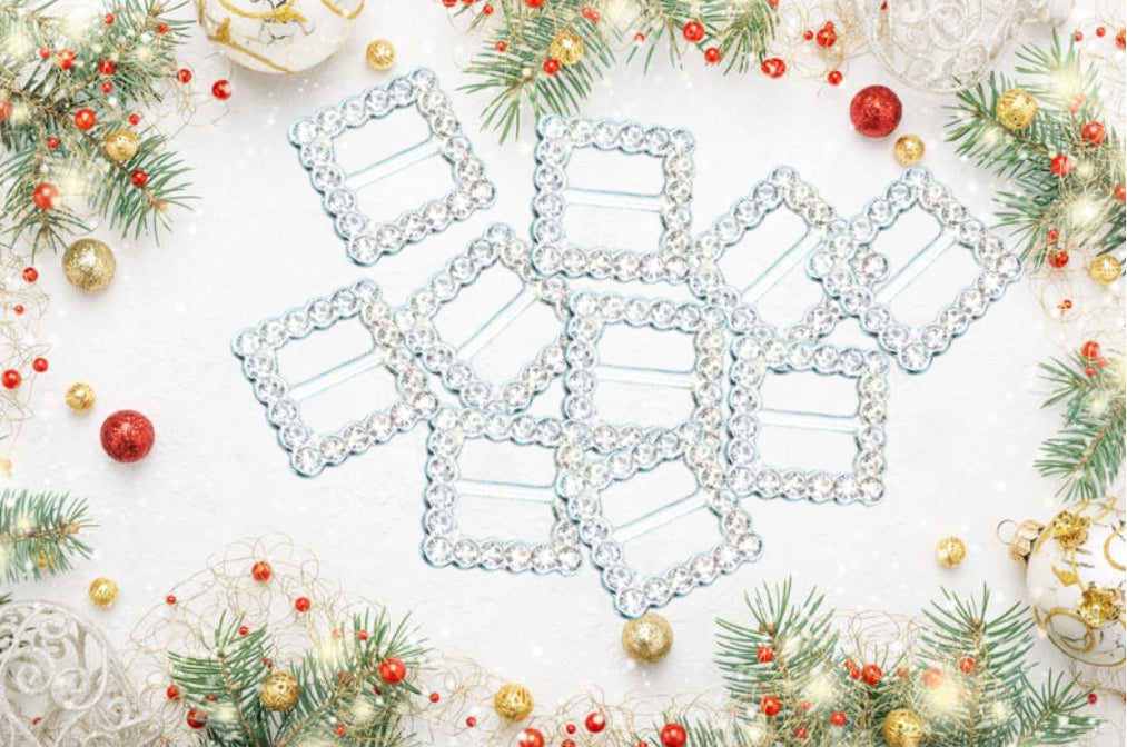 Diamanté slider square buckle. 5 pack