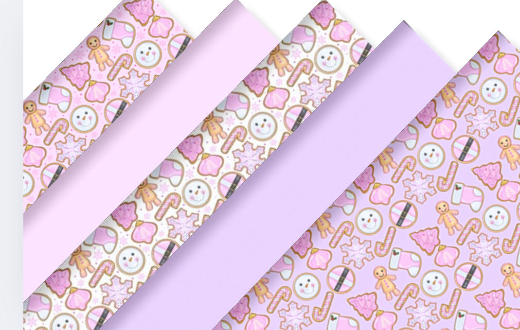 Christmas pastel santa Fun themed canvas fabric 5 Piece set A4