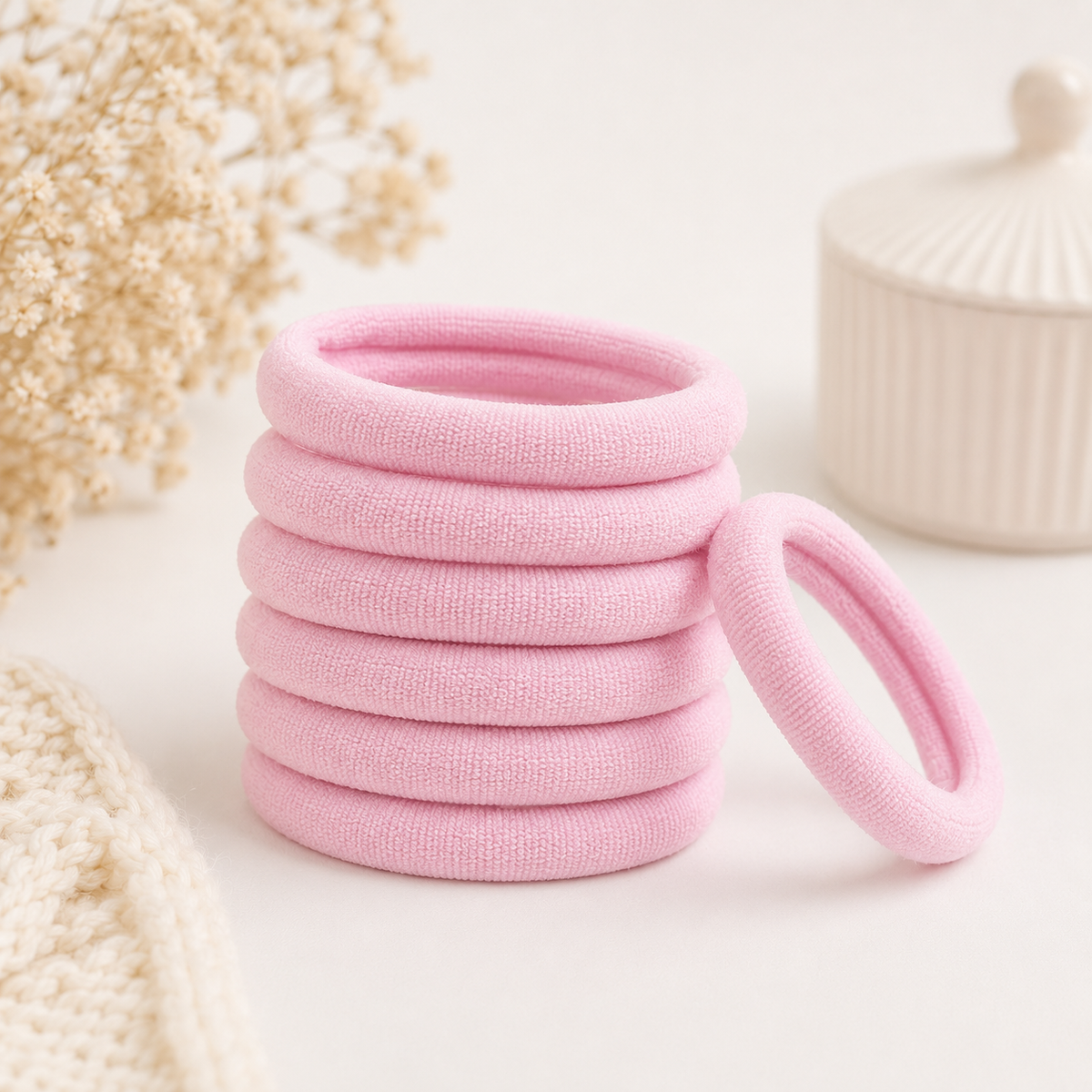 Baby pink nylon stretchy bobbles x 10