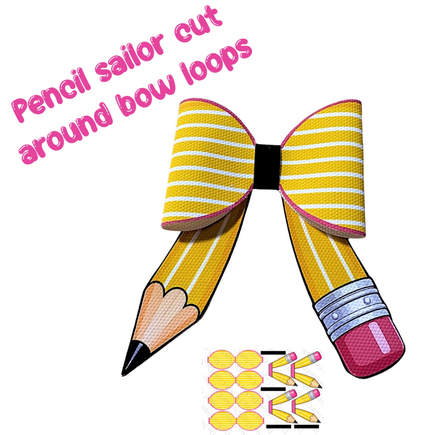 4 x Pencil sailor cut around Canvas bow loops,tails & centre strips 3.5”