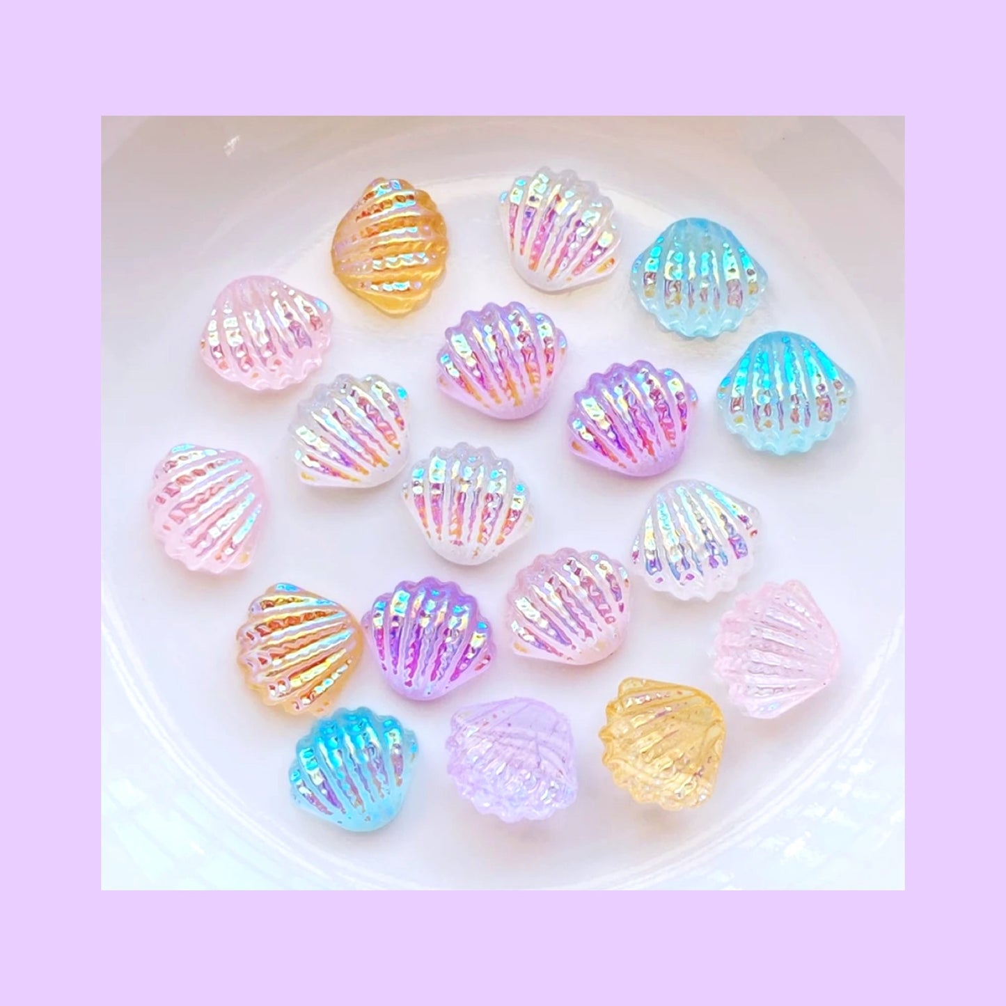 10mm sea shell resin flat backs x 20