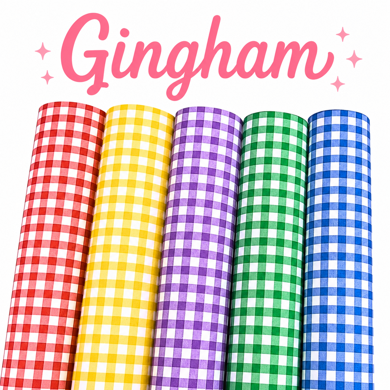 5 Piece Gingham printed canvas fabric bundle A4