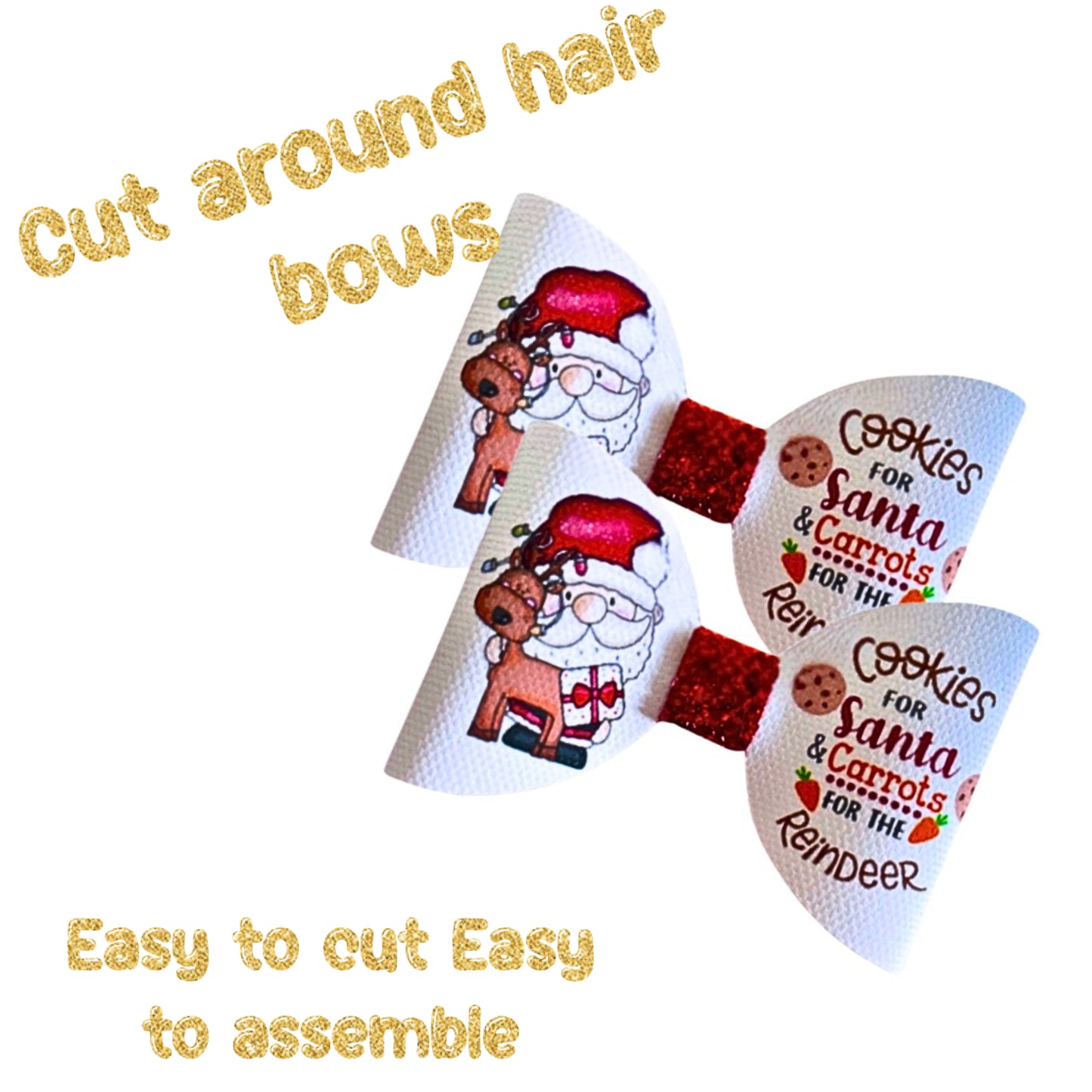 7 Cookies for Santa Cut around hair bow loops 3.5”