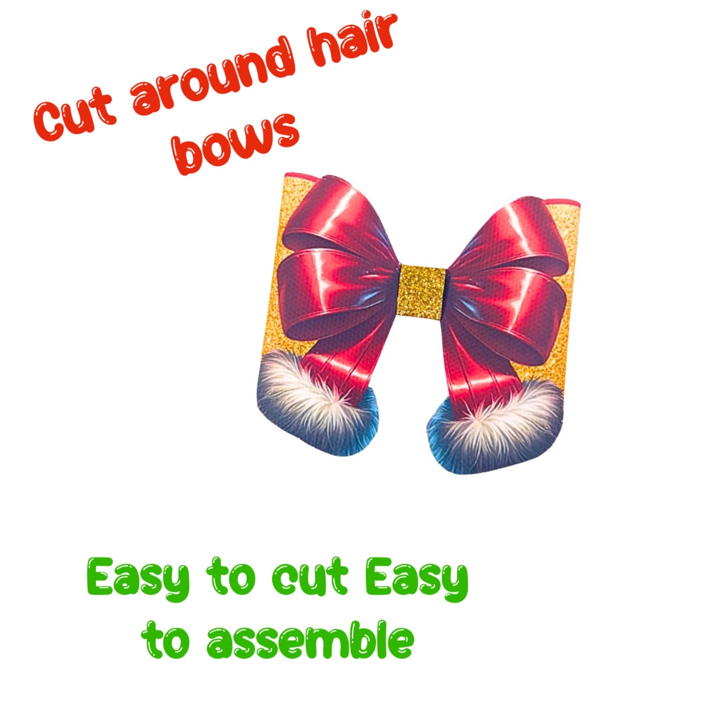 6 x Fur Bow Cut around hair bow loops 3.5”