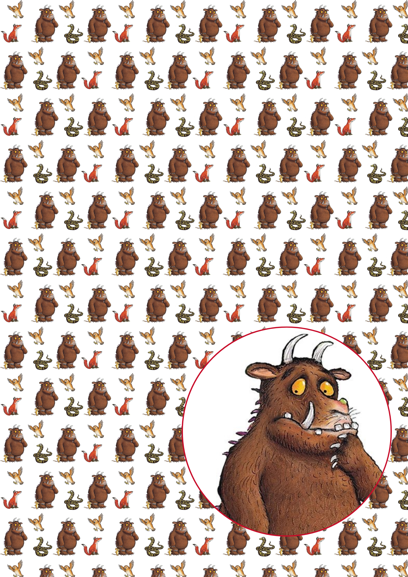 Gruffalo and pals themed printed Canvas fabric A4