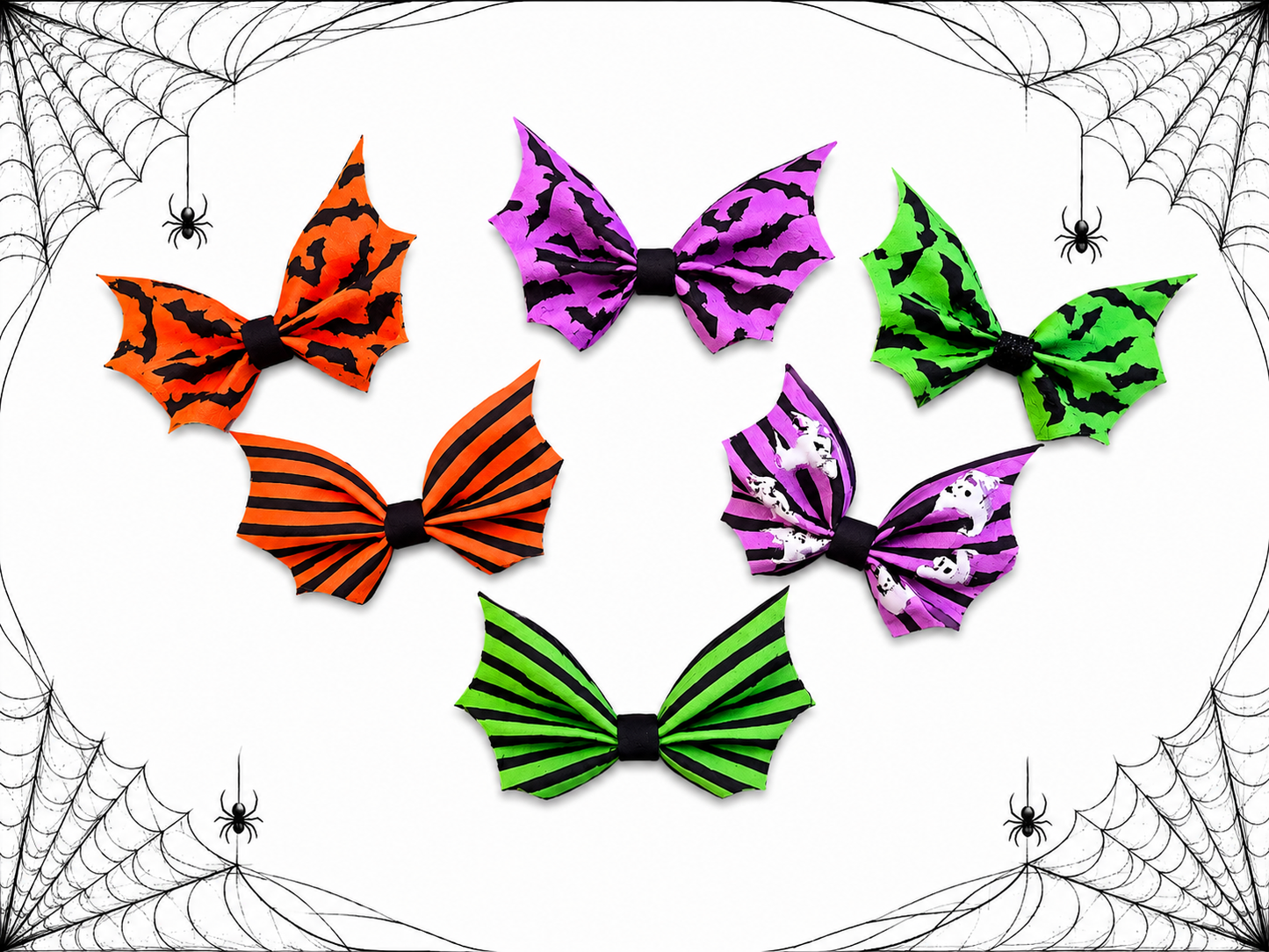 6 x Cut around Bat Pinch Diy hair bows 3.5”