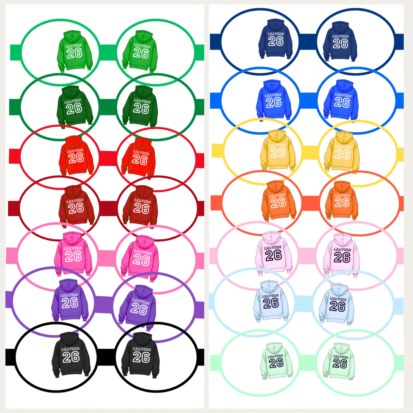 School Leavers mini Hoody in house printed leatherette bow loops (choice of colours )