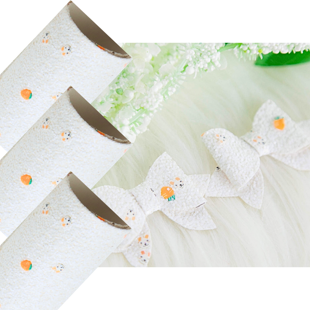 Bunny & carrot sequin Chunky glitter fabric A4