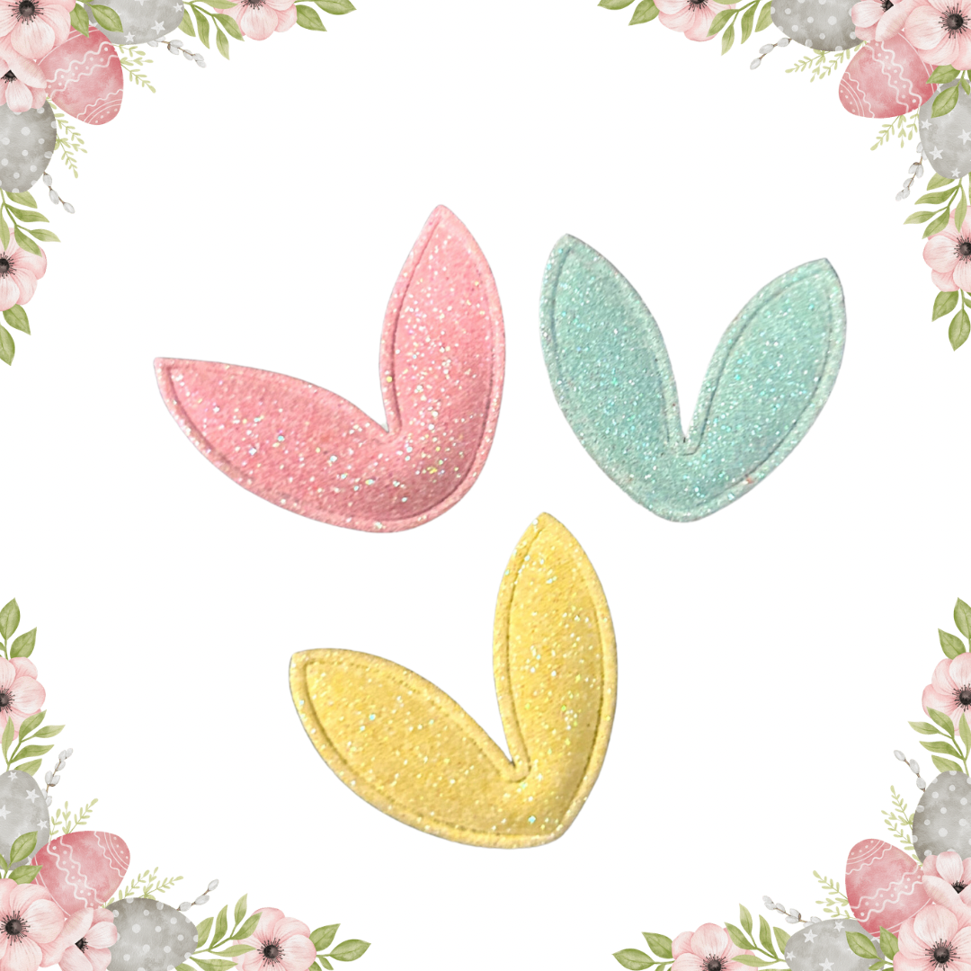 Bunny ears glitter padded appliqué embellishments x 5