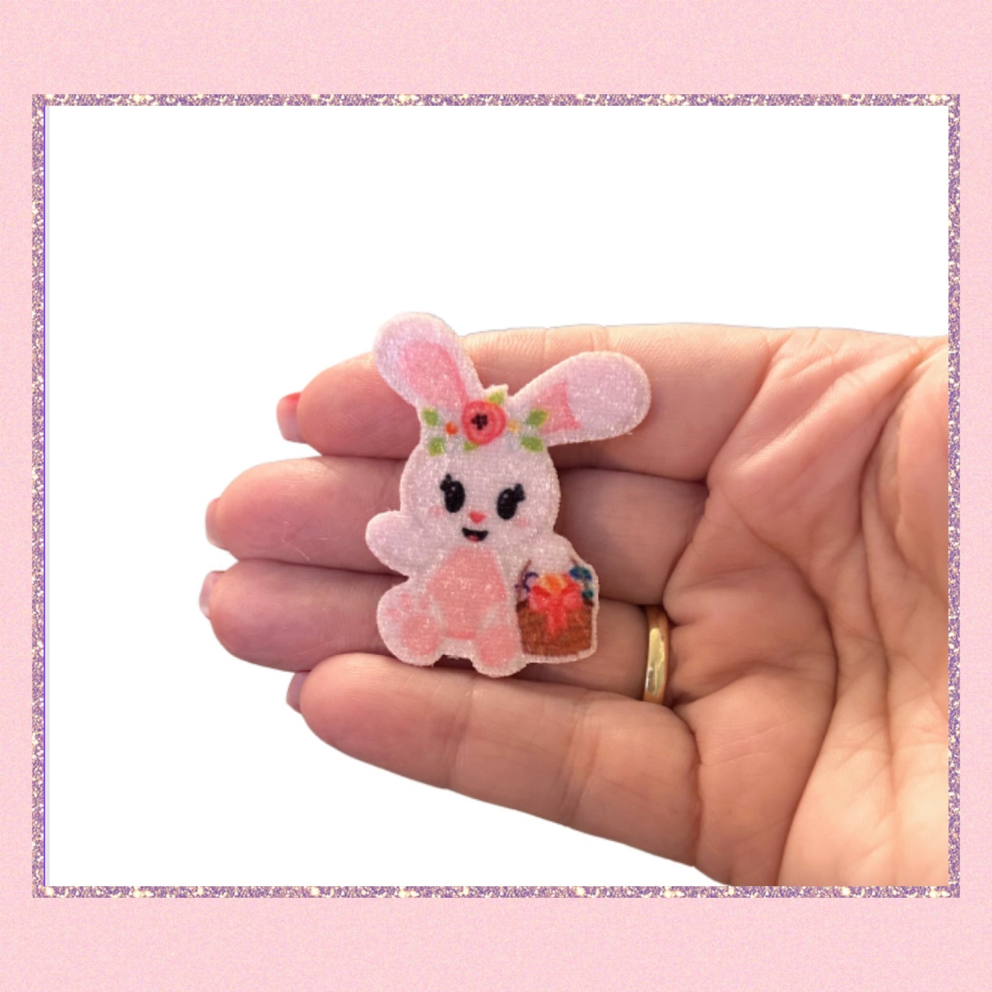 Velvet easter Bunny & Basket felt back appliqué embellishments