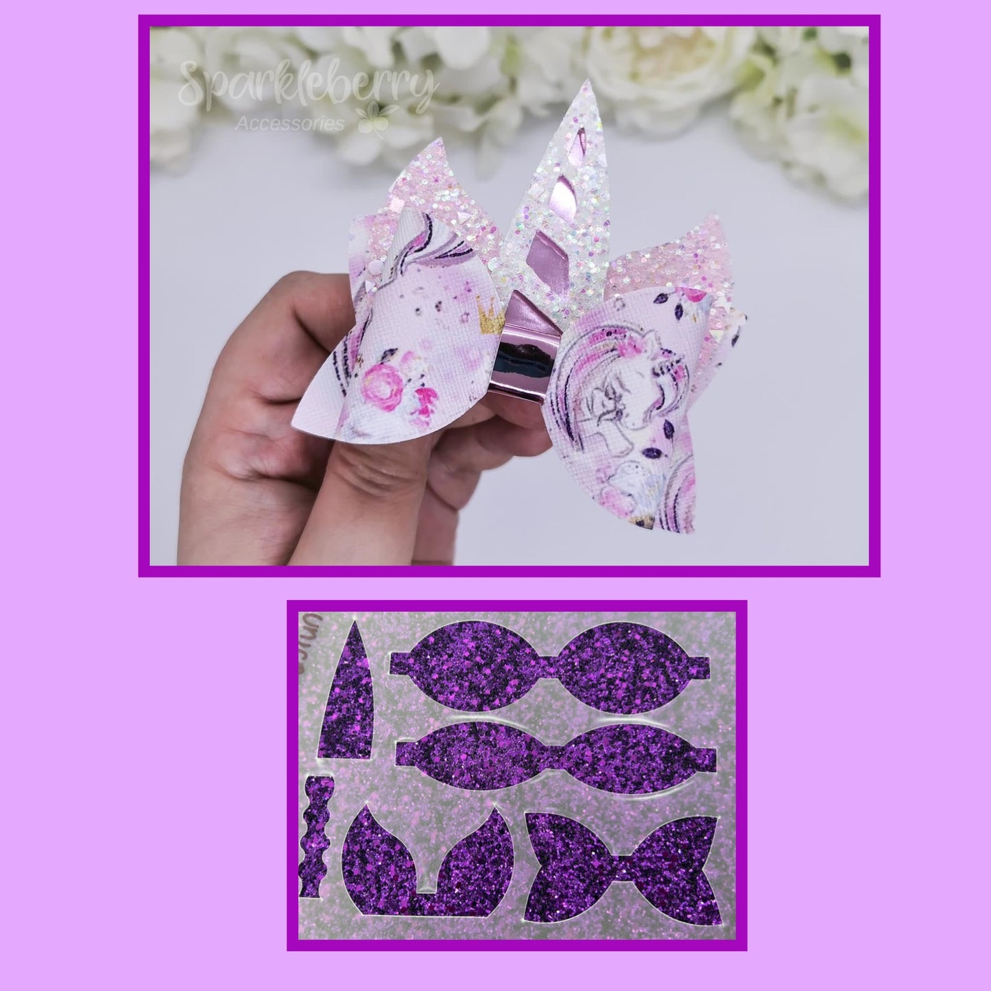 4” unicorn shaped bow plastic Hair bow stencil