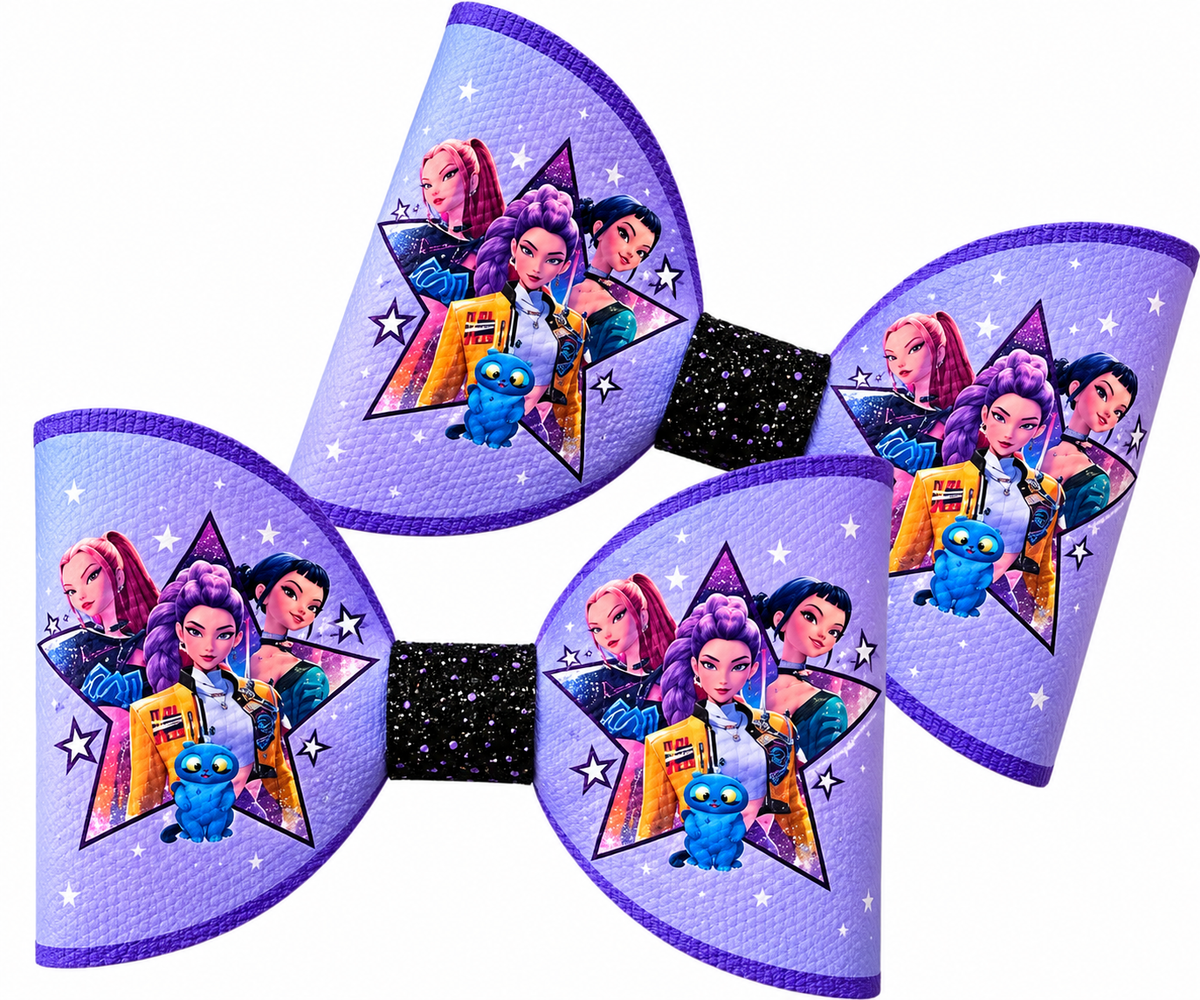 7 x Cut around hair bow loops 3.5” Canvas/leatherette Kpop Star