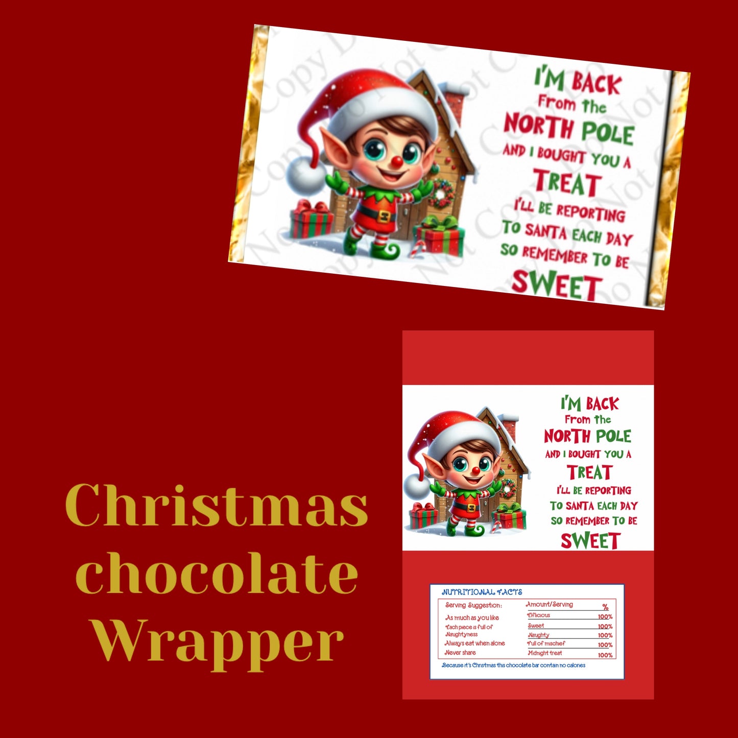 Chocolate wrapper Naughty Elf