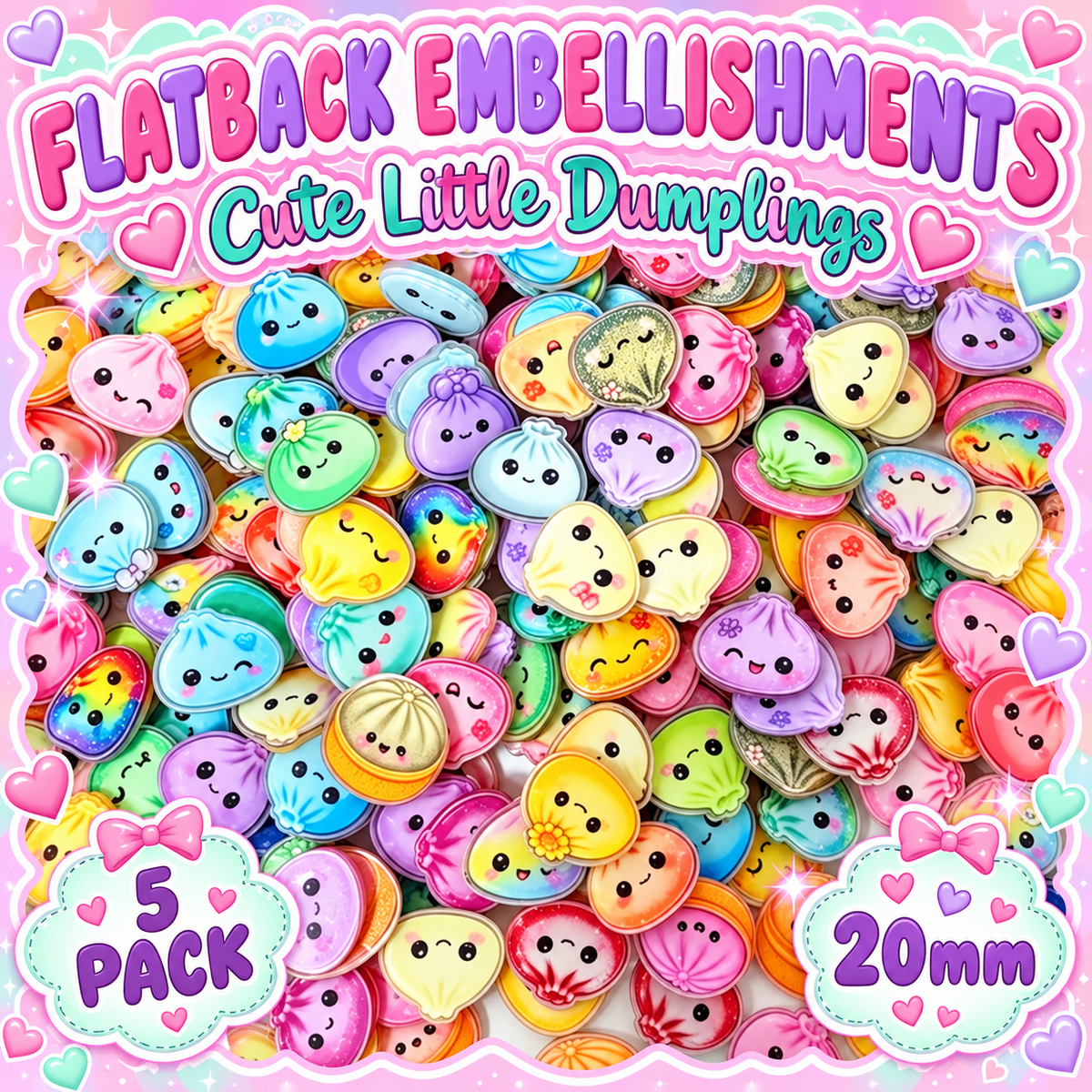 5 x Dumpling Flatback Embellishments