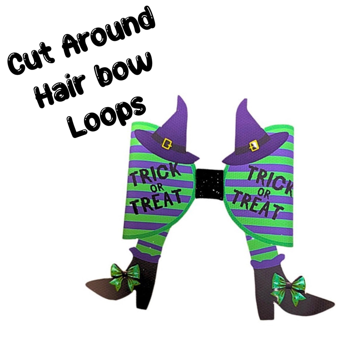 Halloween Witches Legs pre printed canvas bow loops x 4