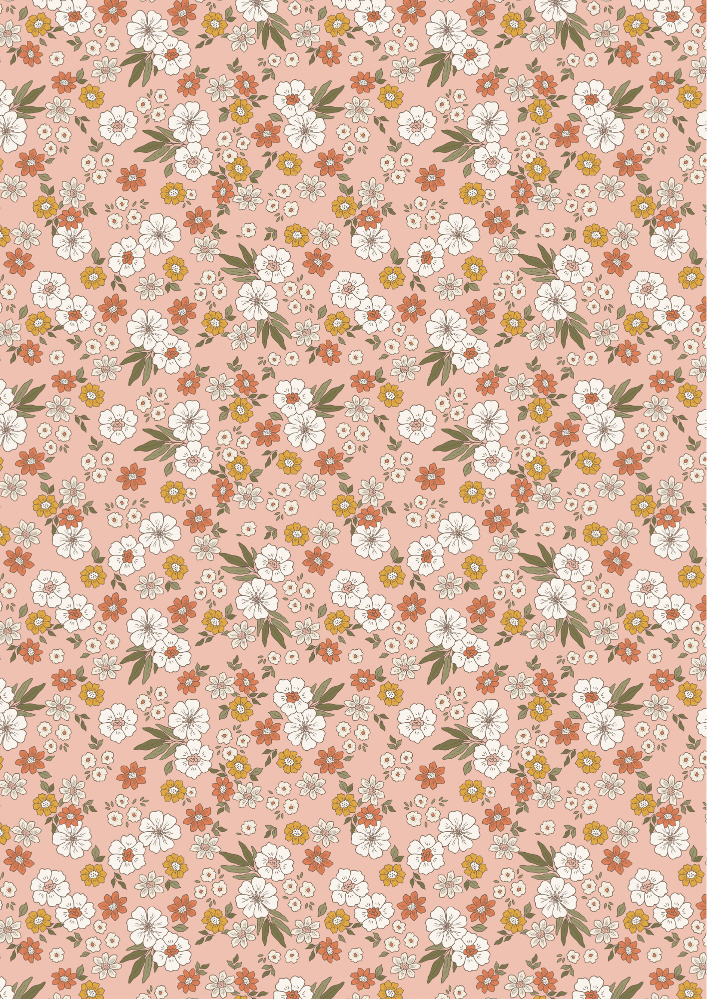 Ditsy Floral themed printed A4 canvas fabric