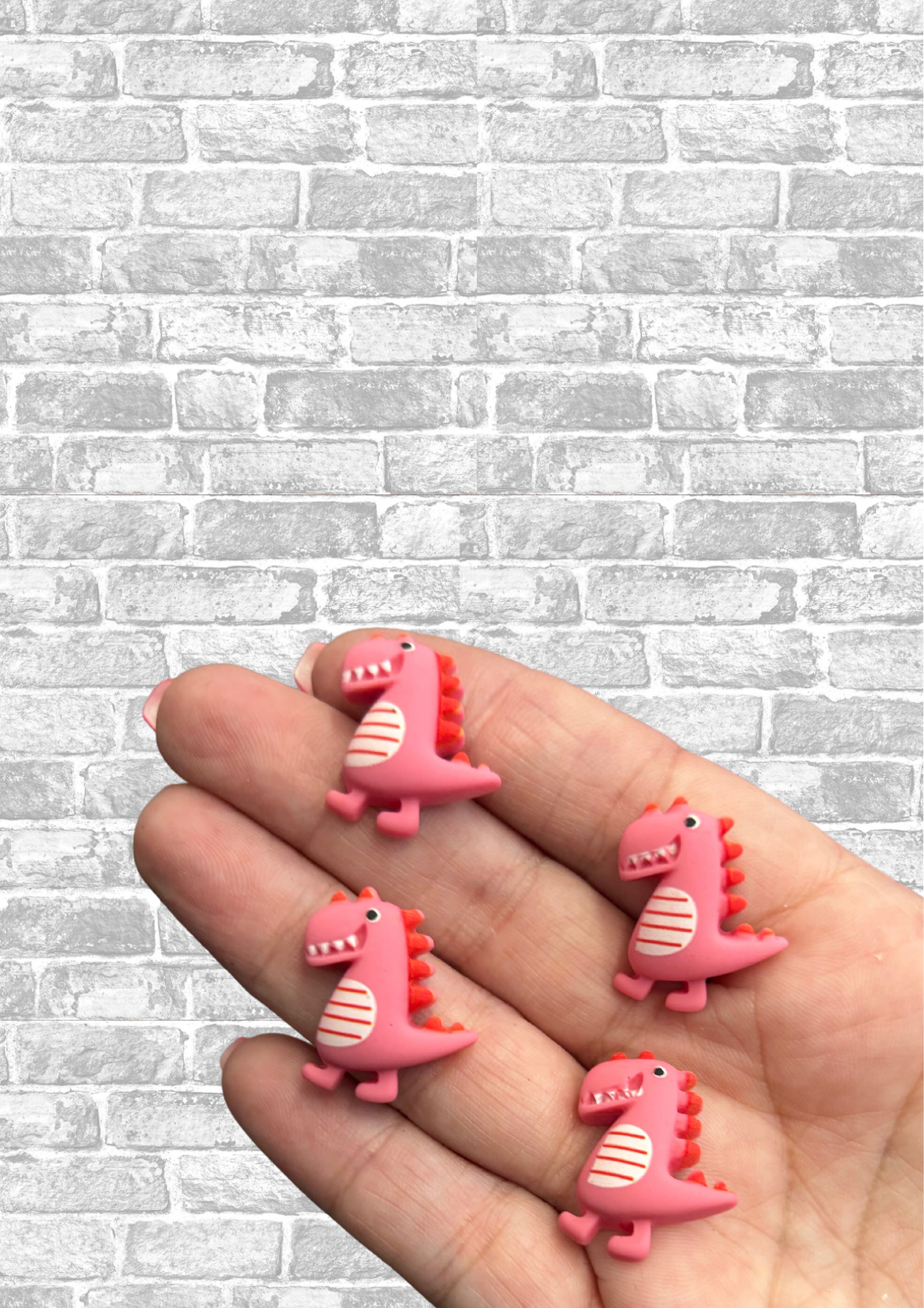 Cutest pink dinosaur flatback Embellishments x 4