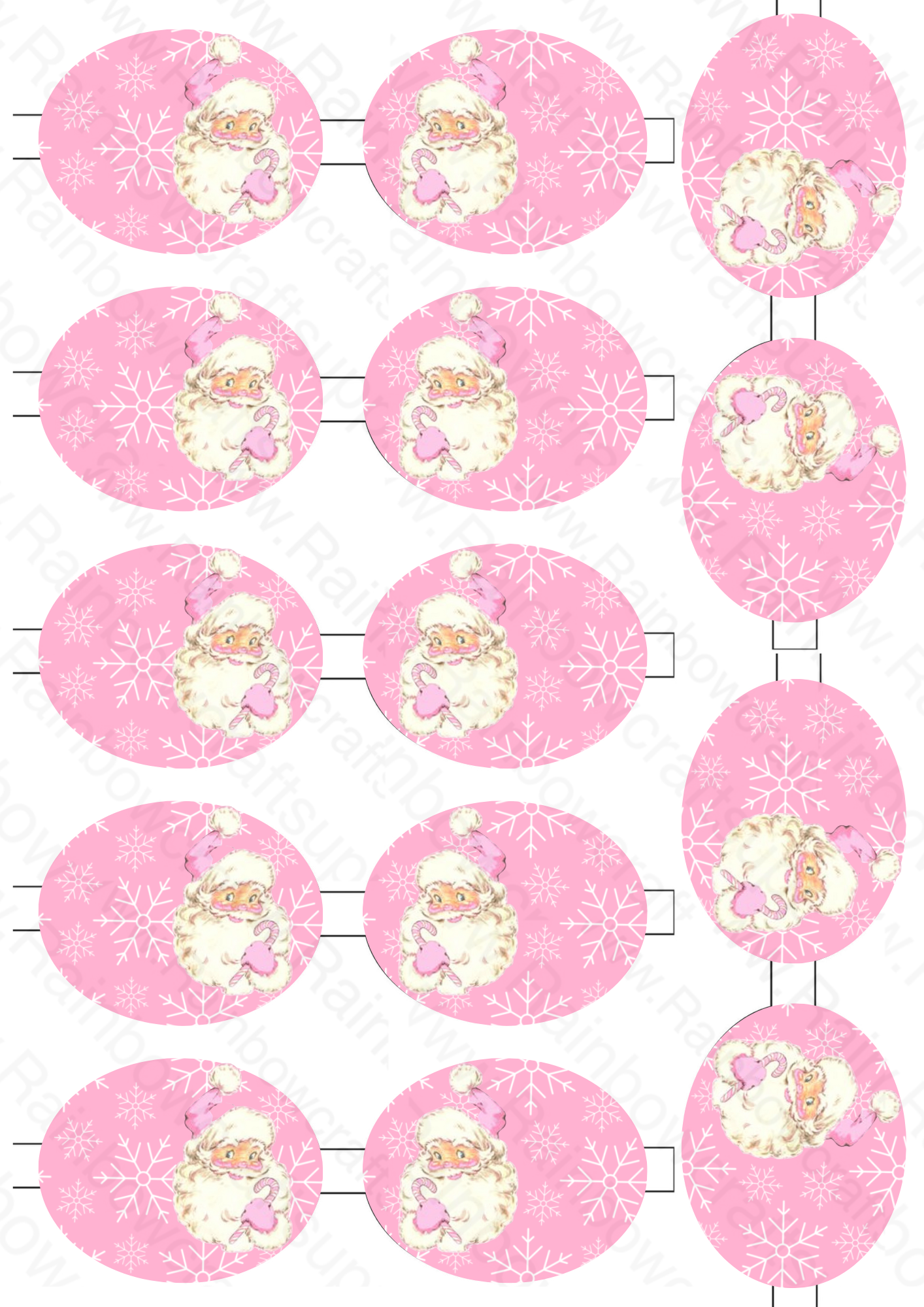 Pink “Hey Santa” pre printed canvas bow hair bow loops x 7