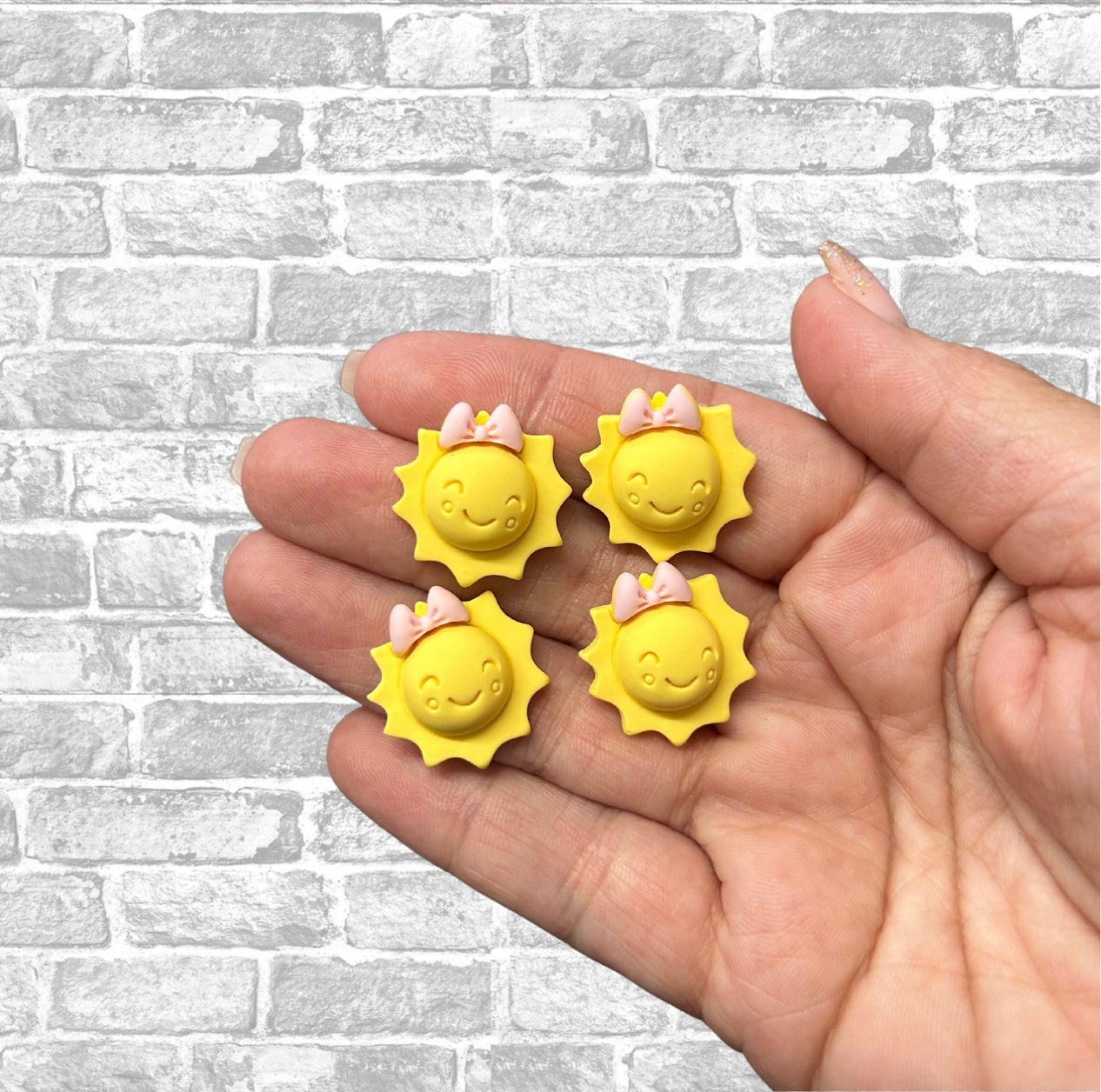 Cutest sunshine flatback Embellishments x 4