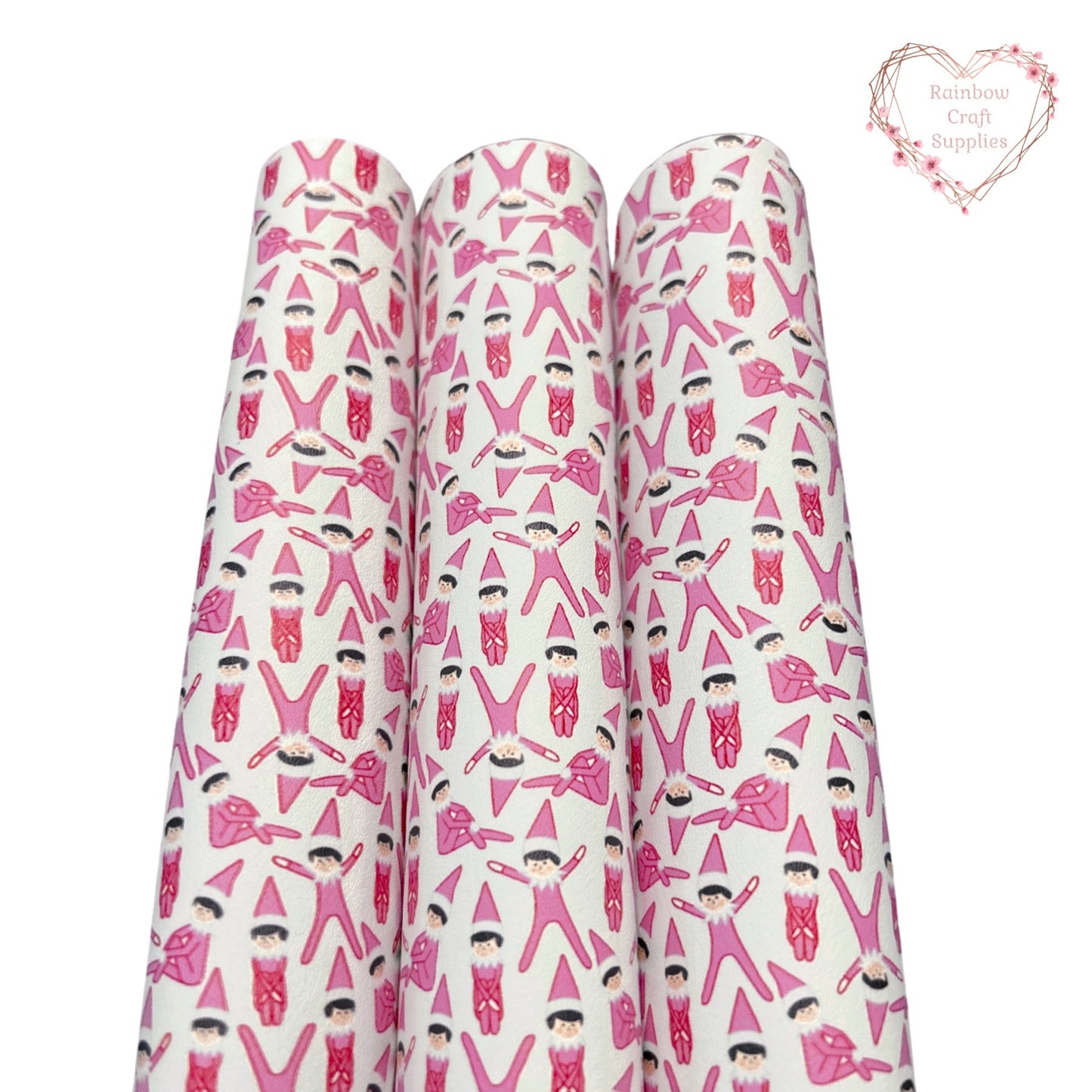 Cute pink cheeky Elf smooth leatherette fabric A4
