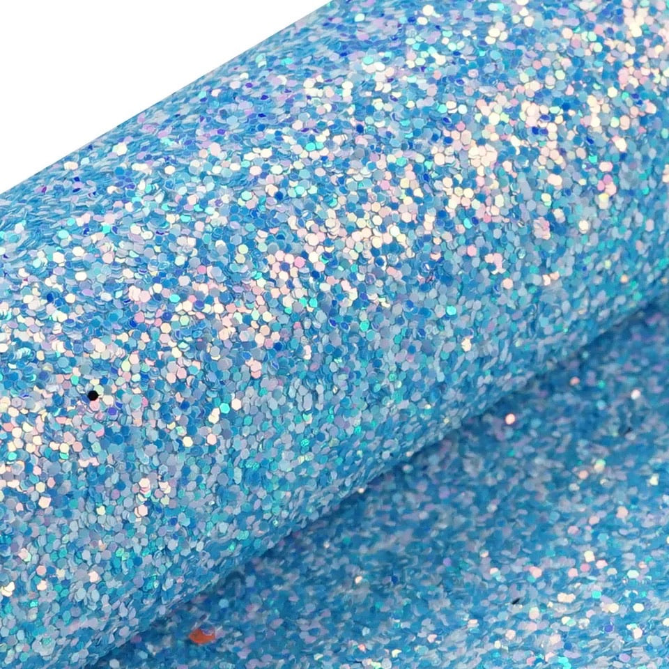 Cinderella Slipper blue chunky glitter fabric A4