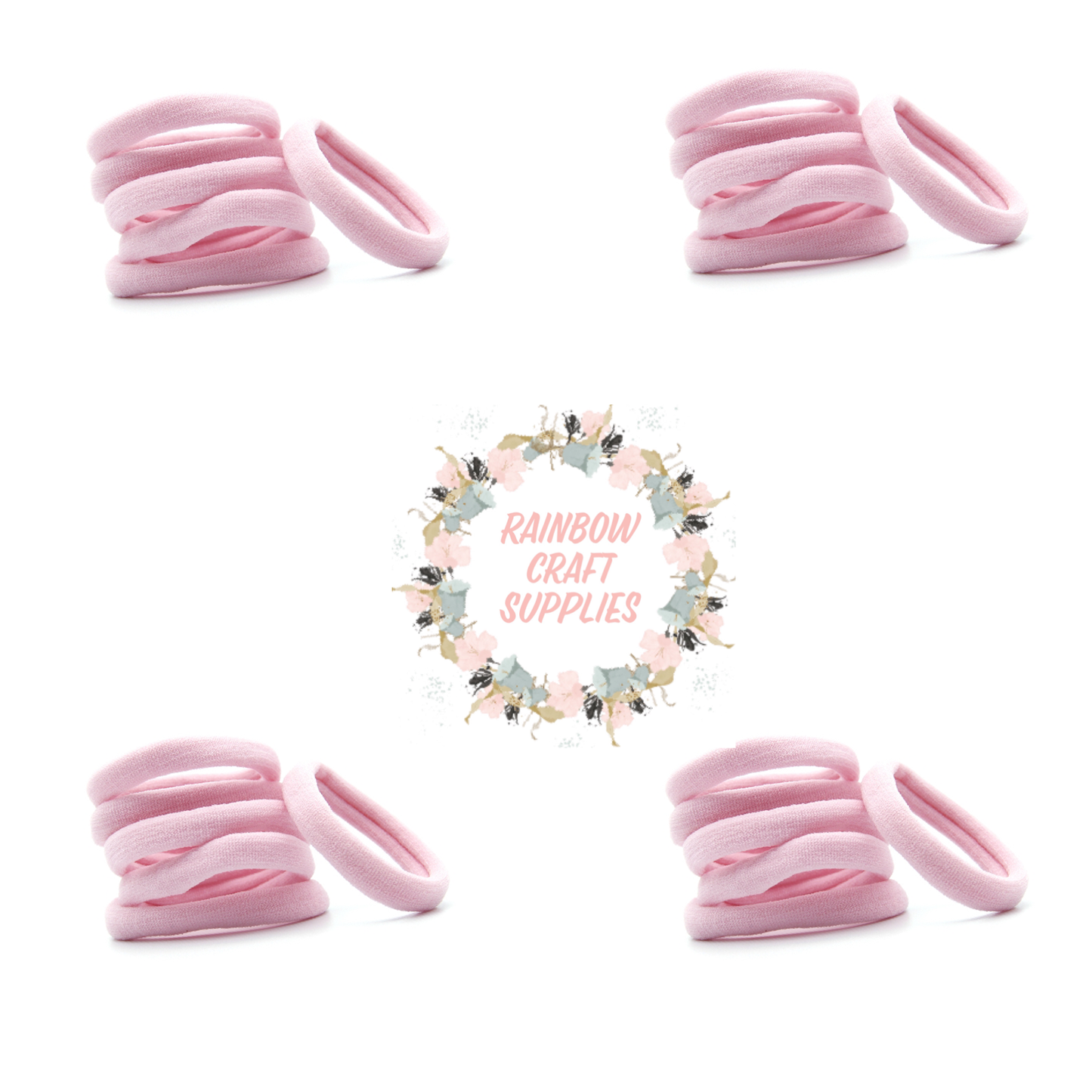 Baby pink nylon stretchy bobbles x 10