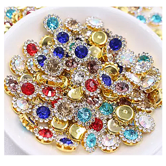 Crystal Flower Rhinestone cameo  x 10