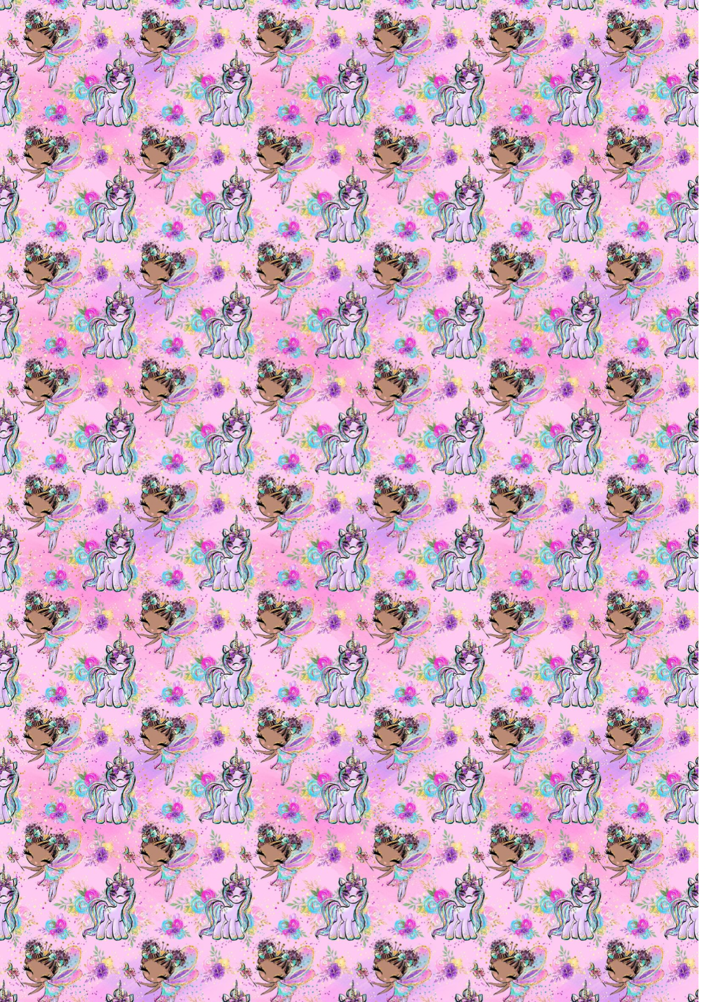 Fairies and unicorns printed premium canvas fabric fabric