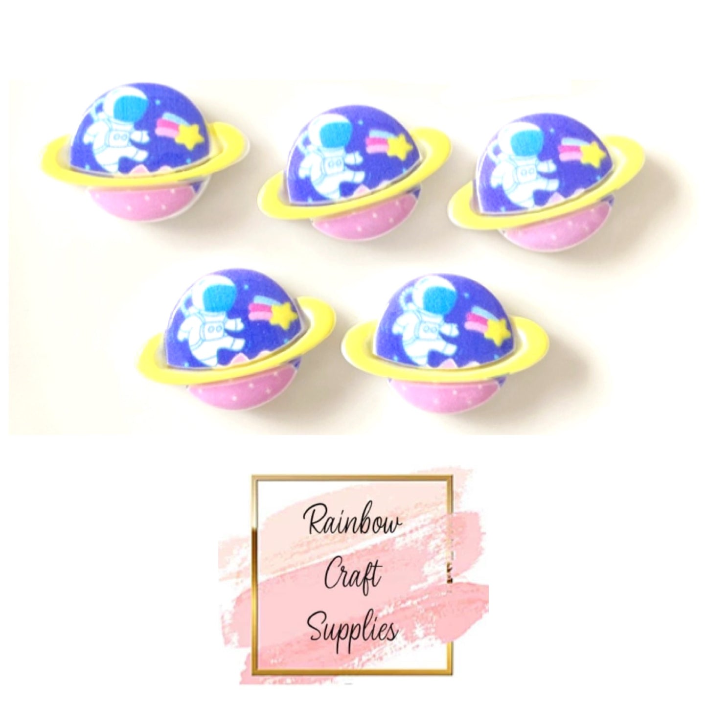 Space themed resin flatback embellishments x 4