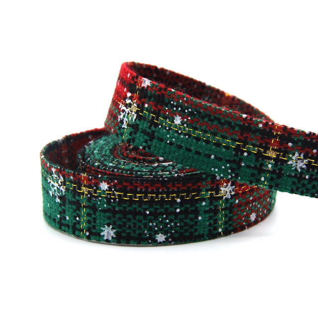 Sparkle Tartan Snowflake binding double sided 1 metre
