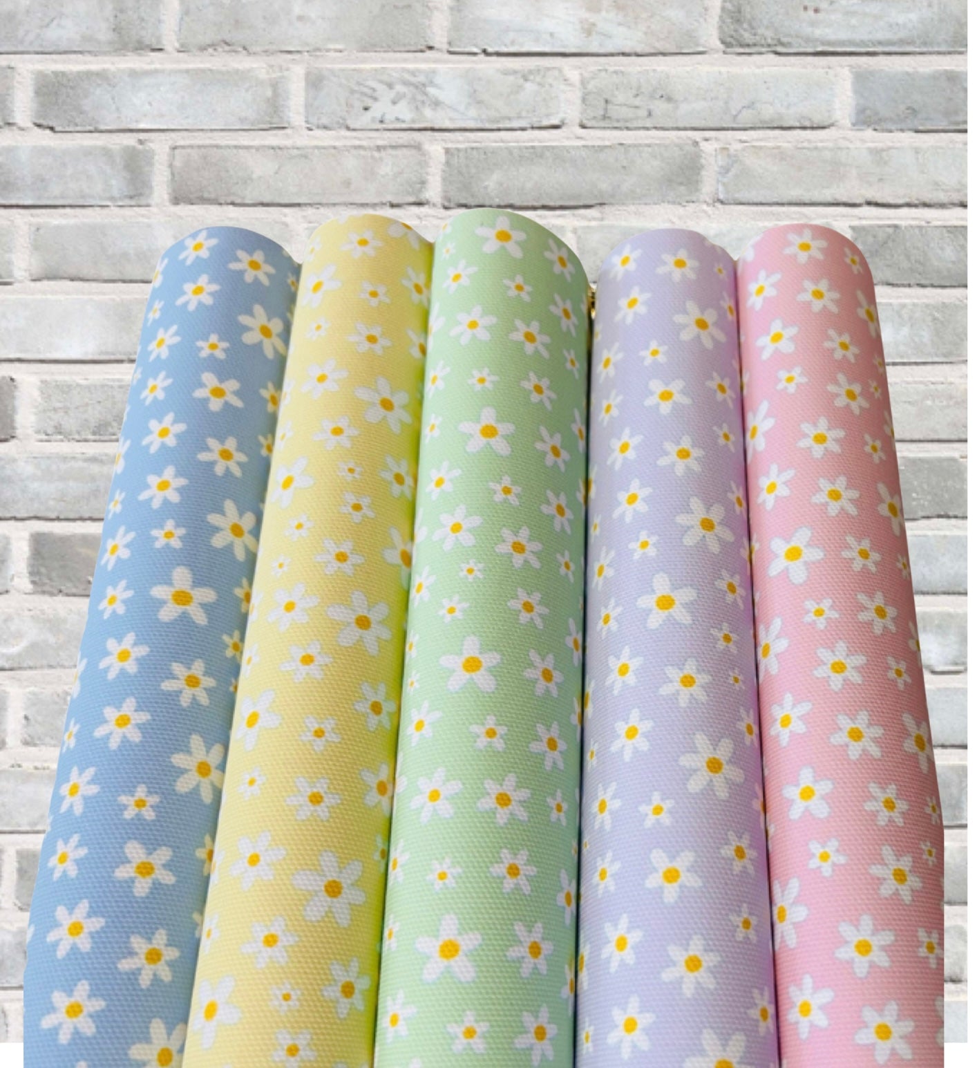 Beautiful pastel daisy printed canvas fabric