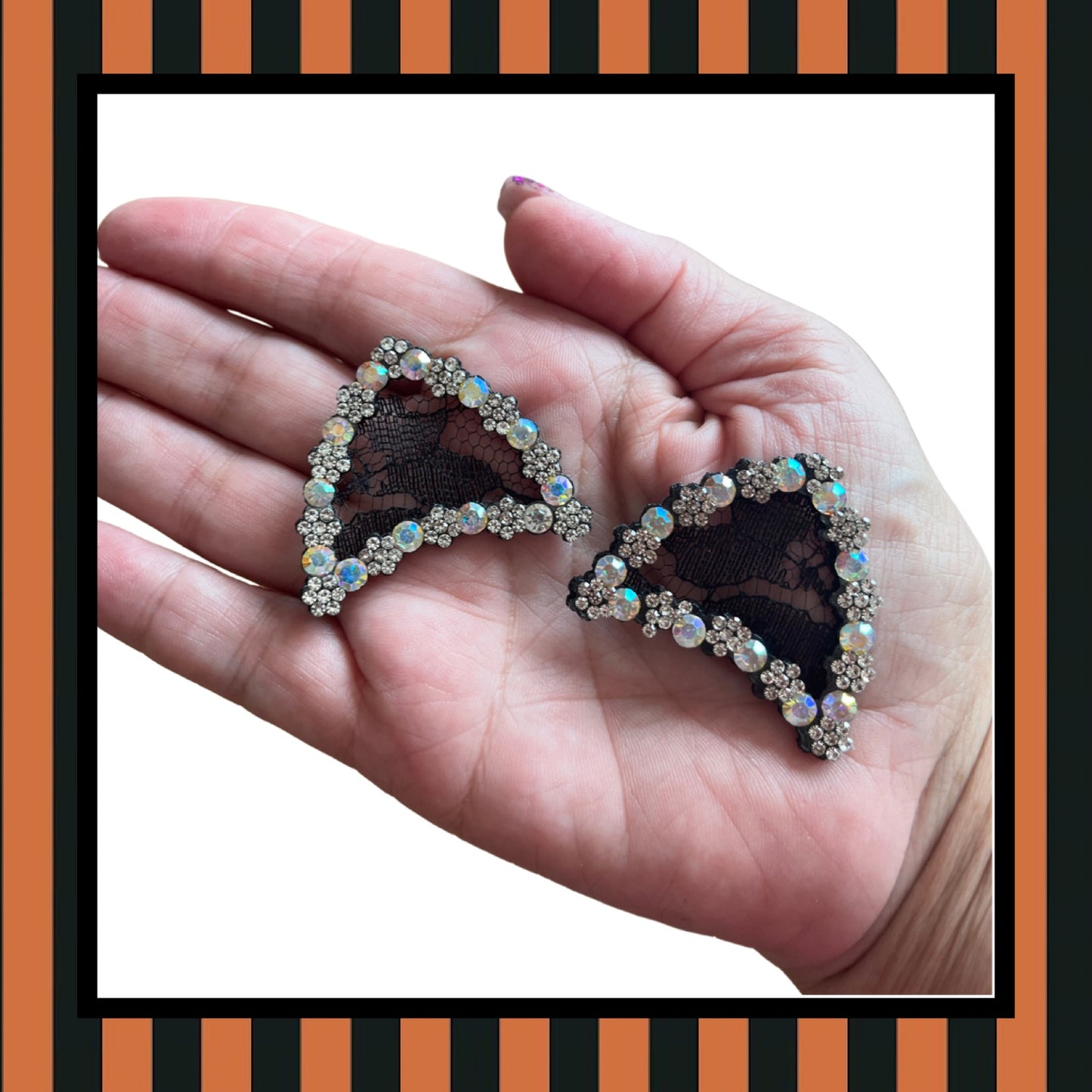 2 x Lace rhinestone Critter cat ears