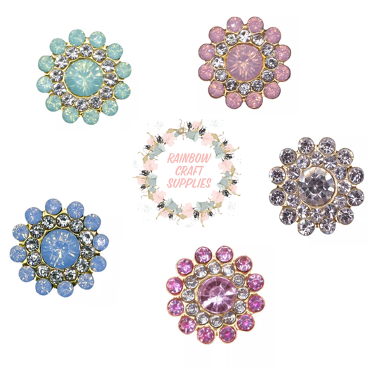 14mm Crystal Flower Rhinestone flat back x 5