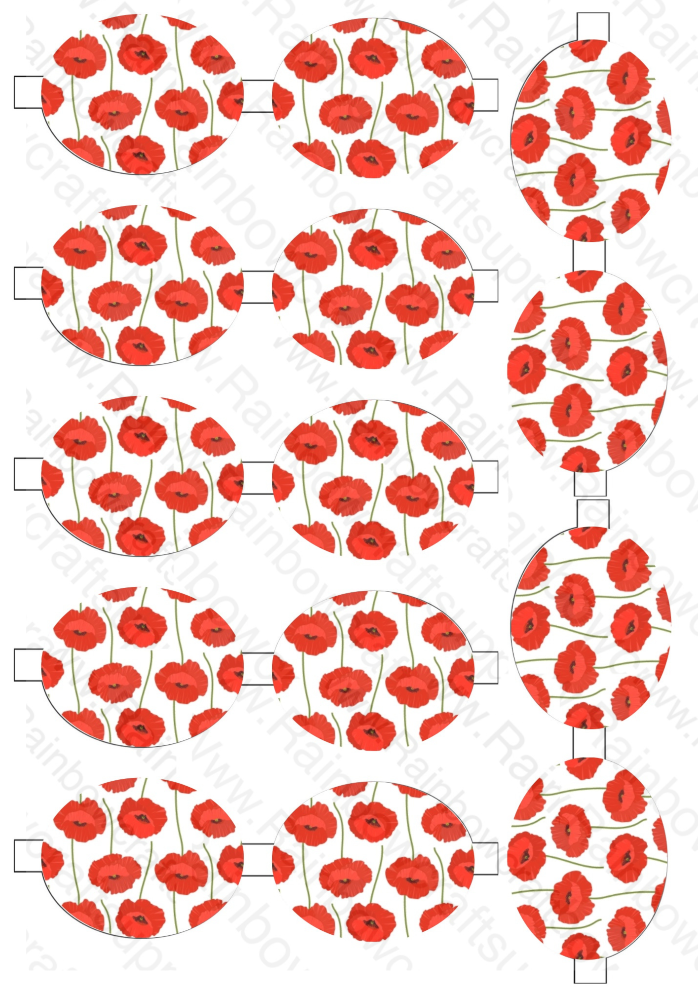 Poppies Bow loops pre printed canvas bow hair bow making sheet a4