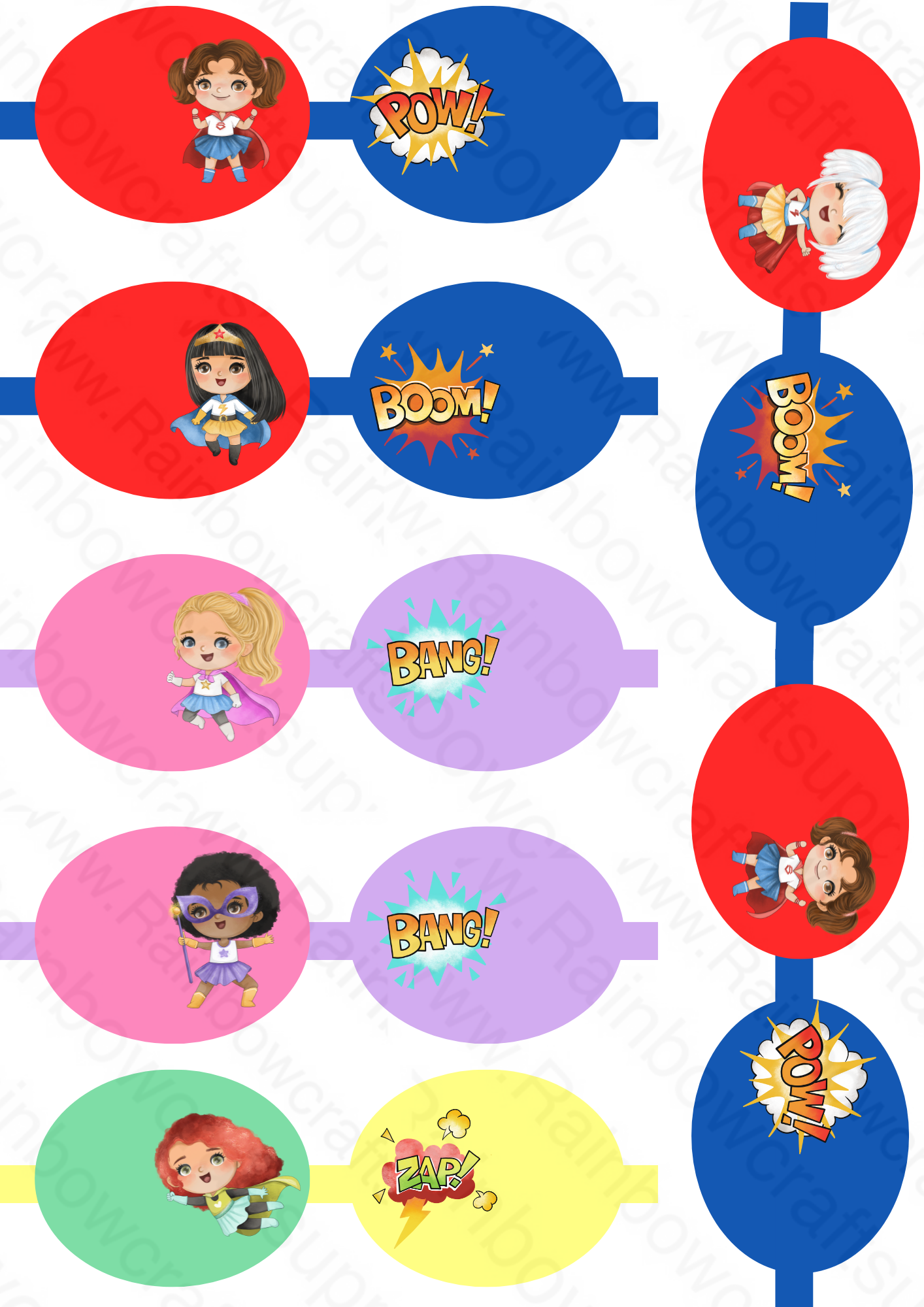 Superhero mixed pre printed canvas bow hair bow making sheet a4