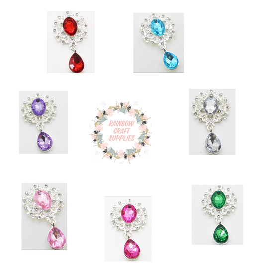 Diamanté droplet flat back cameo 25x45mm