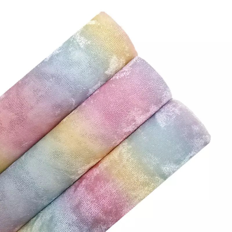 Rainbow ombré soft velvet fabric A4