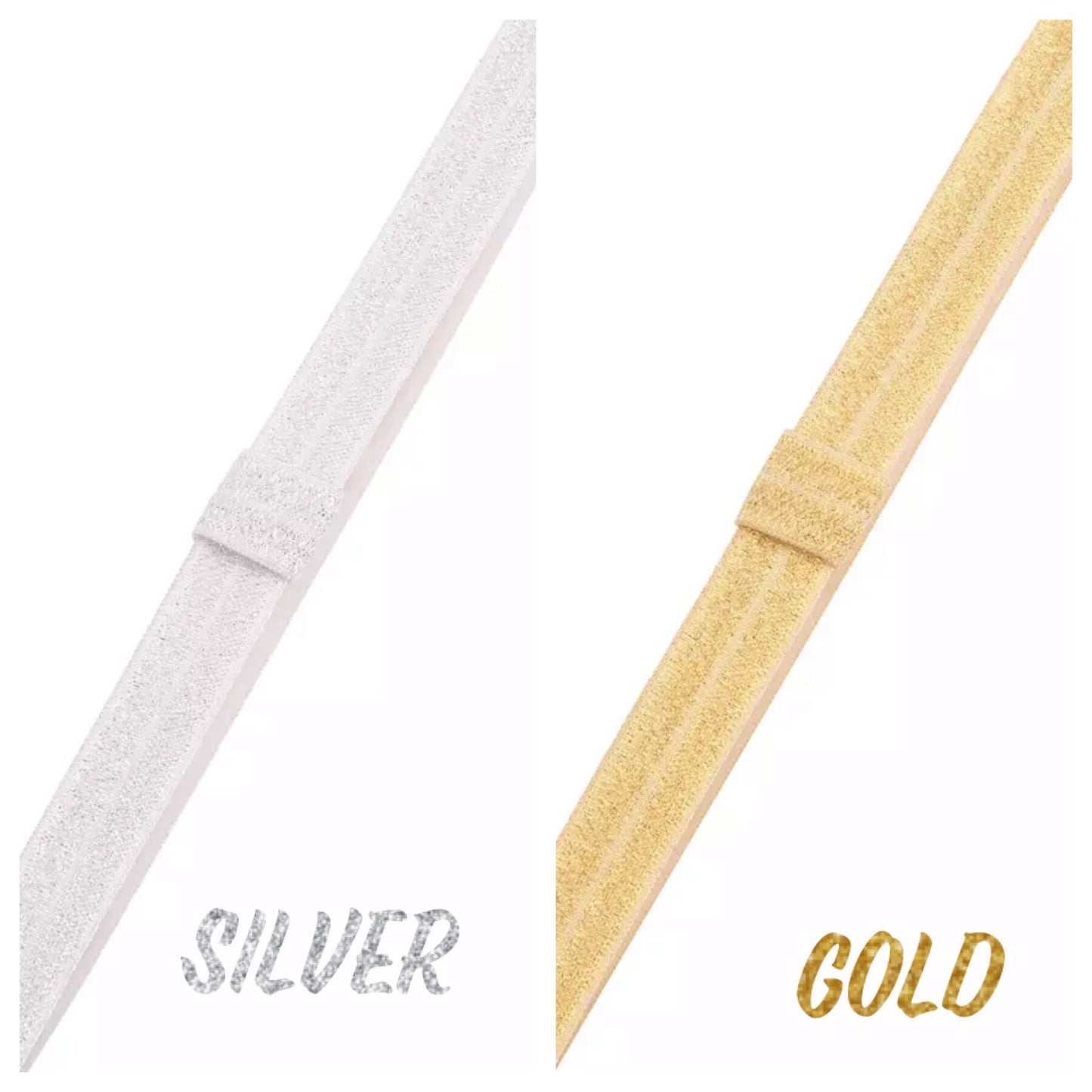 Silver / gold soft foe baby headbands 0-9 months