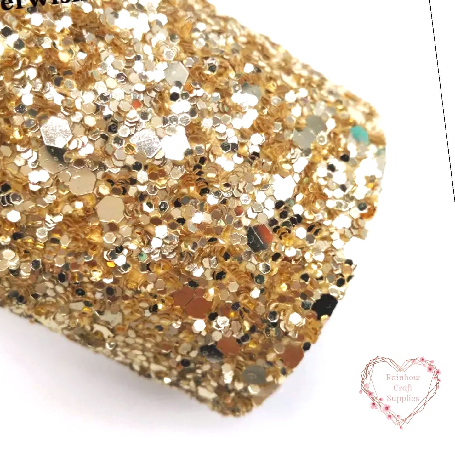 Gold chunky glitter fabric A4