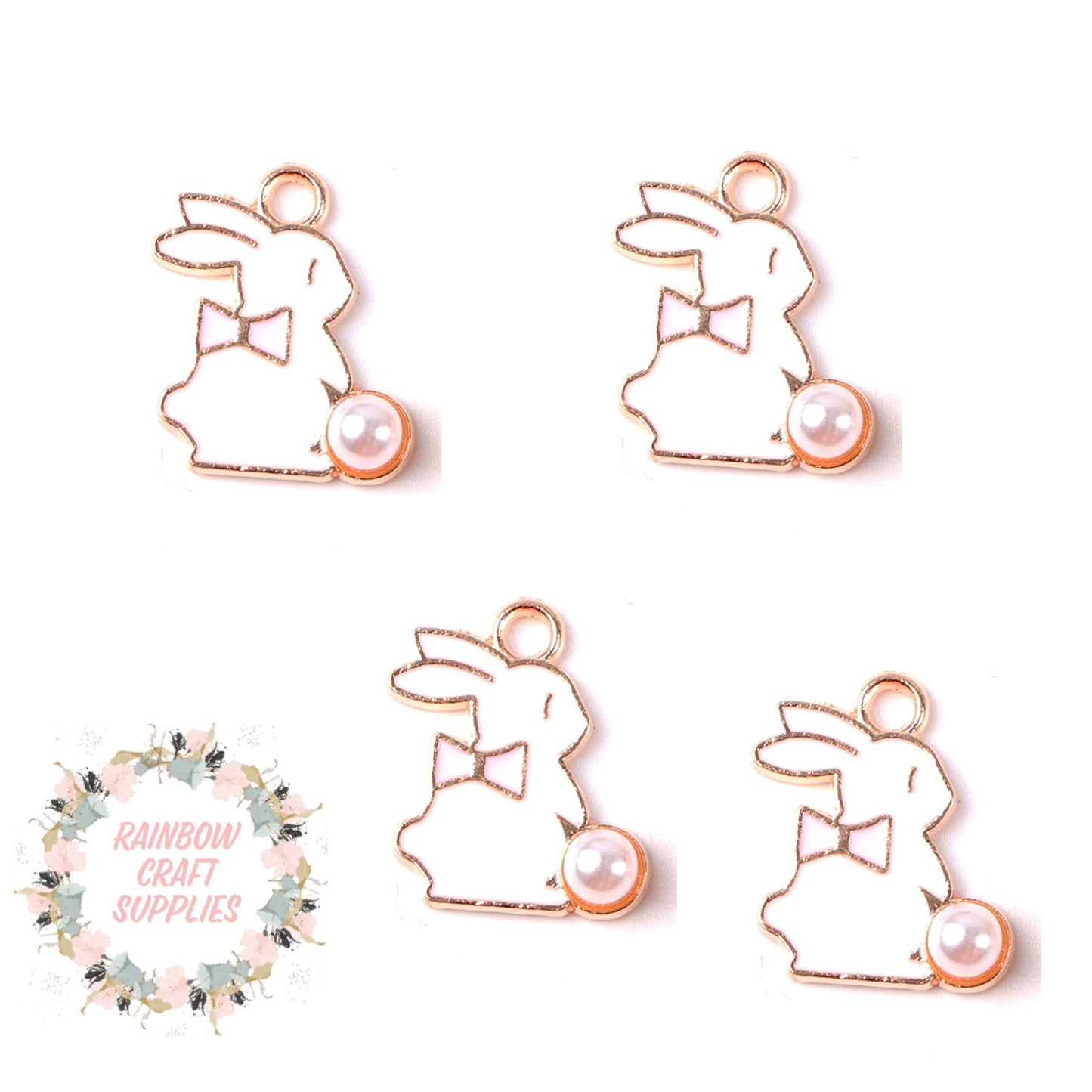 Easter pearl Bunny rabbit charms